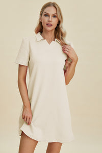 Double Take Full Size Texture Short Sleeve Dress - 1985 the VAULT Boutique