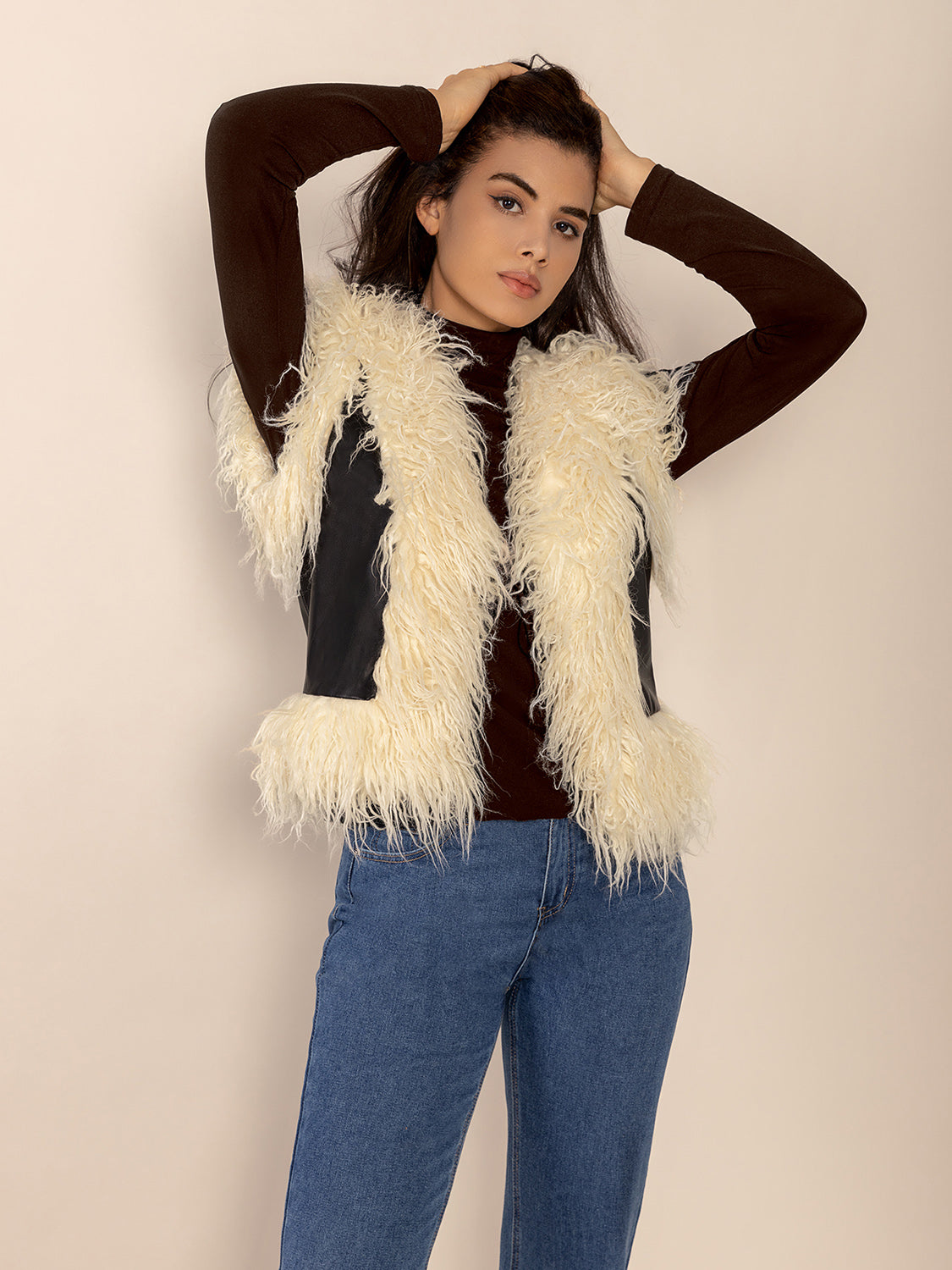 Tied Fringe Contrast Vest - 1985 the VAULT Boutique