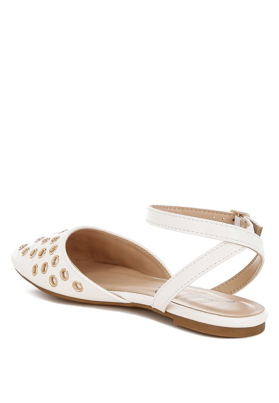 Chalcis Eyelet Detail Flat Sandals - 1985 the VAULT Boutique