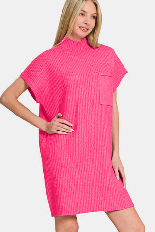 Zenana Short Sleeve Sweater Mini Dress - 1985 the VAULT Boutique