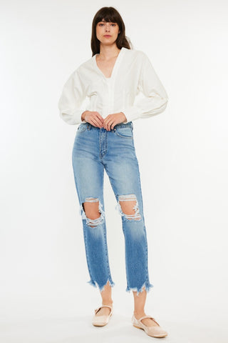 Kancan Distressed Frayed Hem Cropped Jeans - 1985 the VAULT Boutique