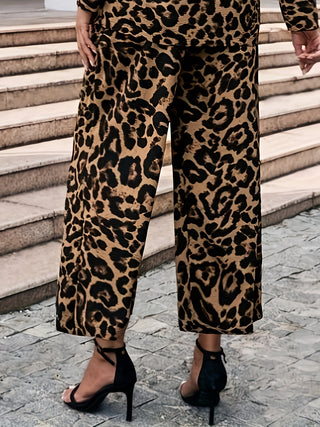 Leopard Wide Leg Elastic Waist Pants - 1985 the VAULT Boutique