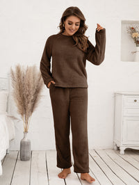 Ivy Lane Teddy Long Sleeve Top and Pants Lounge Set - 1985 the VAULT Boutique