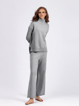 Basic Bae High- Low Turtleneck Long Sleeve Top and Pants Sweater Set - 1985 the VAULT Boutique