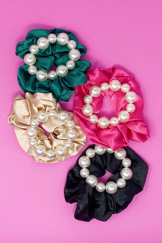 Pearl & Satin Scrunchie Set - 1985 the VAULT Boutique