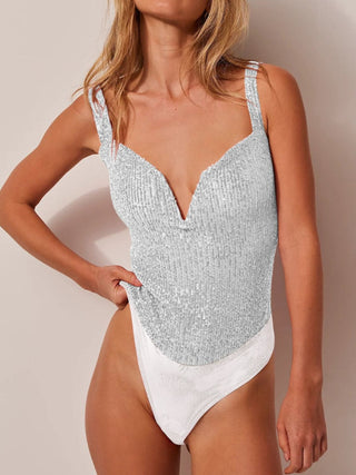 Sequin Wide Strap Bodysuit - 1985 the VAULT Boutique