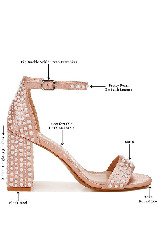 Klebba Pearls Embellished Satin Sandals - 1985 the VAULT Boutique