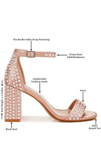 Klebba Pearls Embellished Satin Sandals - 1985 the VAULT Boutique