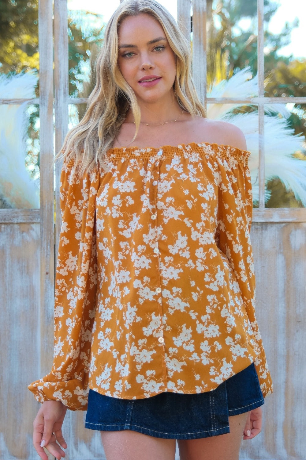 Hailey & Co Floral Off-Shoulder Balloon Sleeve Blouse - 1985 the VAULT Boutique