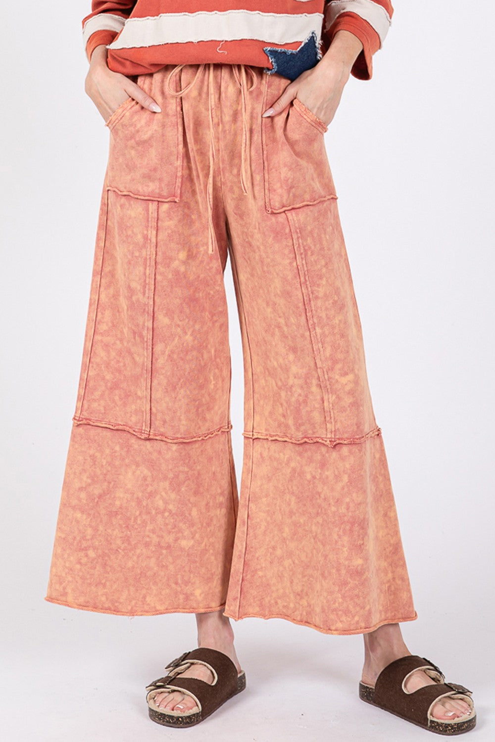 SAGE + FIG Mineral Washed Terry Wide Leg Pants - 1985 the VAULT Boutique