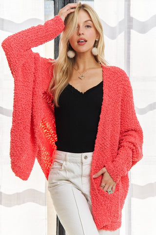 ADORA Popcorn Knit Open Front Long Sleeve Cardigan - 1985 the VAULT Boutique