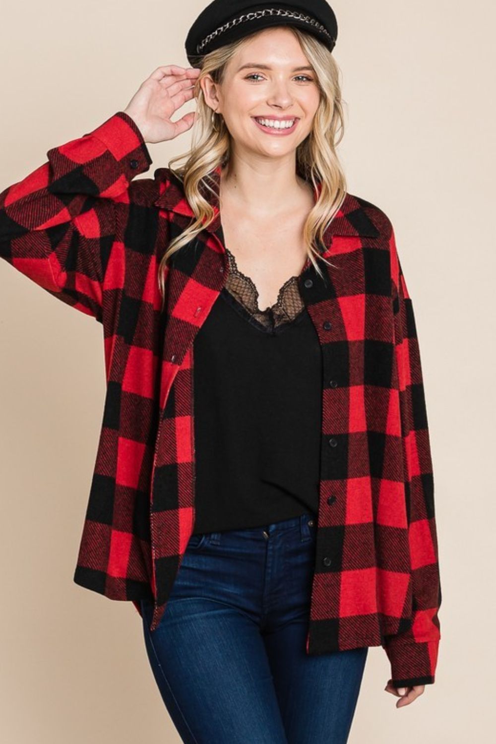 Super Lady Plaid Button Up Long Sleeve Shirt - 1985 the VAULT Boutique