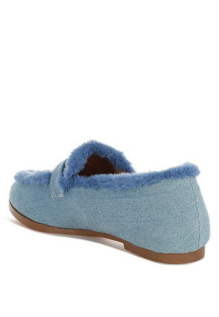 Nivena Fur Detail Denim Loafers - 1985 the VAULT Boutique