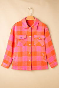 Plaid Collared Neck Button Up Jacket - 1985 the VAULT Boutique