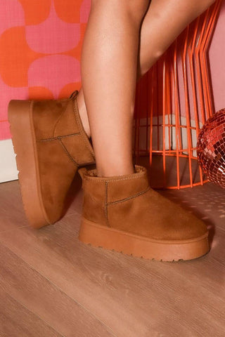 WILD DIVA Suede Round Toe Platform Booties - 1985 the VAULT Boutique