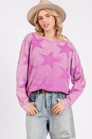 SAGE + FIG Mineral Wash Star Pattern T-Shirt - 1985 the VAULT Boutique