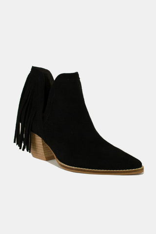 Beast Fashion Fringe Side V-Cut Ankle Booties - 1985 the VAULT Boutique