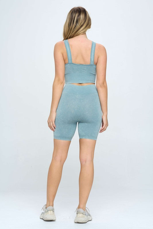 Mineral wash seamless biker shorts set - 1985 the VAULT Boutique