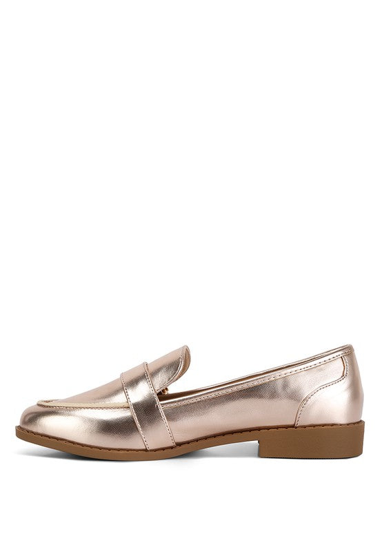 Haruka Metallic Faux Leather Loafers - 1985 the VAULT Boutique