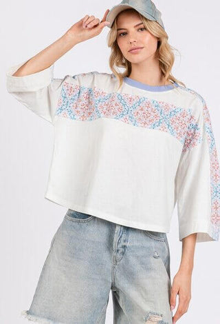 SAGE+FIG Patchwork Breeze Contrast Oversized T-Shirt - 1985 the VAULT Boutique