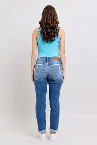 Judy Blue Full Size Button Fly Distressed Jeans with Pockets Plus Size - 1985 the VAULT Boutique