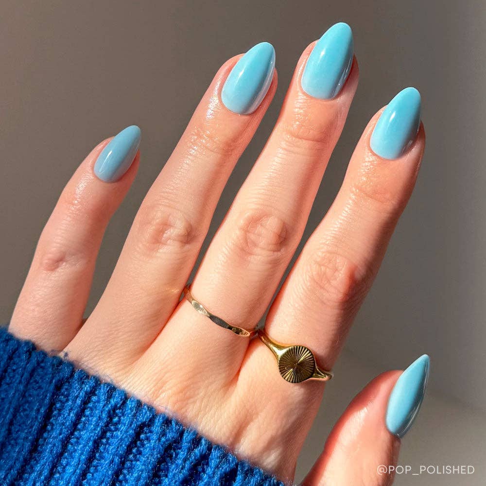 Soft Blue Press-On Nails | Short Almond Solid Nail