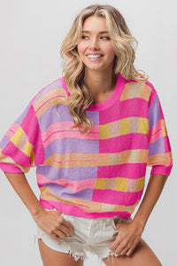 BiBi Multi Color Striped Round Neck Knit Top - 1985 THE VAULT