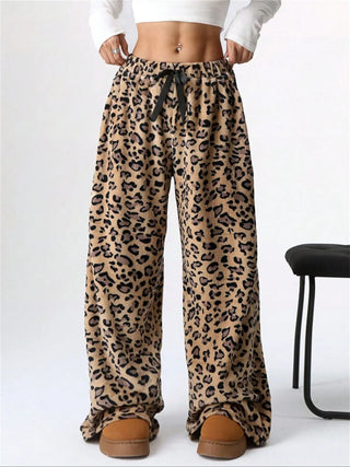 Leopard Wide Leg Plush Pants - 1985 the VAULT Boutique