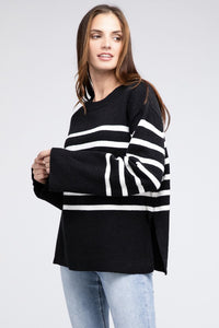 Ribbed Hem Stripe Sweater - 1985 the VAULT Boutique