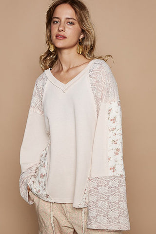 POL Lace Floral Round Neck Knit Top - 1985 the VAULT Boutique