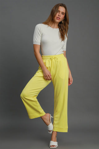 Umgee Drawstring Elastic Waist Wide Leg Pants - 1985 the VAULT Boutique