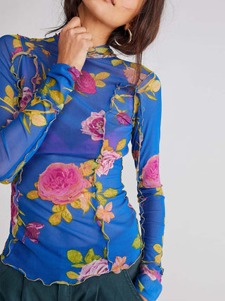 Floral Mock Neck Long Sleeve Top - 1985 the VAULT Boutique