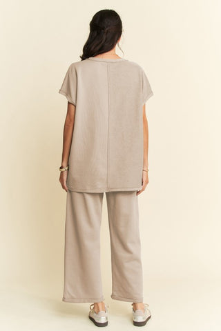 Davi & Dani Round Neck Short Sleeve Top and Pants Set - 1985 the VAULT Boutique