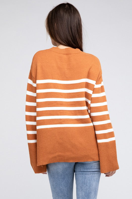 Ribbed Hem Stripe Sweater - 1985 the VAULT Boutique