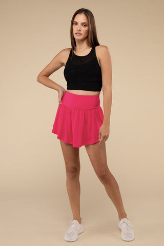 Wide Band Tennis Skirt with Zippered Back Pocket - 1985 the VAULT Boutique