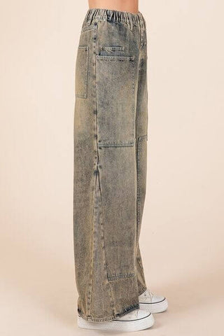 Mittoshop Washed Wide Leg Jeans with Pockets - 1985 the VAULT Boutique