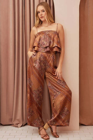 Mittoshop Paisley Patchwork Print Satin Wide Leg Pants - 1985 the VAULT Boutique