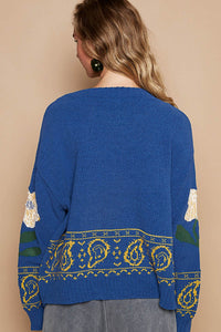 POL Flower Lace Patch Long Sleeve Sweater - 1985 the VAULT Boutique