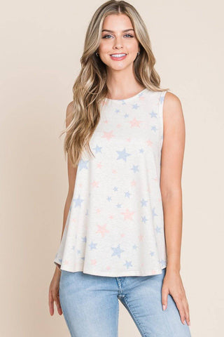 BOMBOM Star Print Round Neck Tank - 1985 the VAULT Boutique