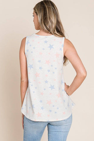 BOMBOM Star Print Round Neck Tank - 1985 the VAULT Boutique