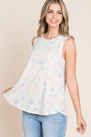 BOMBOM Star Print Round Neck Tank - 1985 the VAULT Boutique