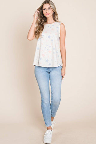 BOMBOM Star Print Round Neck Tank - 1985 the VAULT Boutique