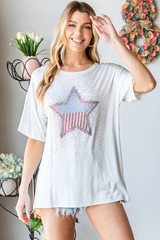 Heimish Full Size Star Patch Short Sleeve T-Shirt - 1985 the VAULT Boutique