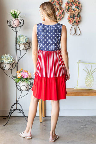 Heimish Full Size US Flag Theme Contrast Tank Dress - 1985 the VAULT Boutique