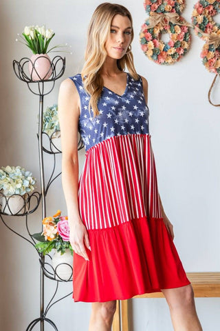 Heimish Full Size US Flag Theme Contrast Tank Dress - 1985 the VAULT Boutique