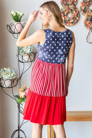 Heimish Full Size US Flag Theme Contrast Tank Dress - 1985 the VAULT Boutique