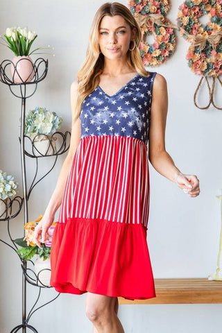 Heimish Full Size US Flag Theme Contrast Tank Dress - 1985 the VAULT Boutique