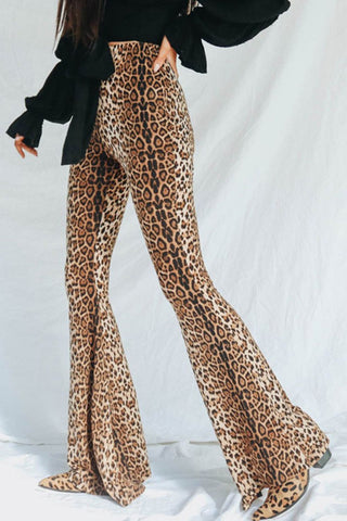 Leopard Print Flare Leg Pants - 1985 the VAULT Boutique