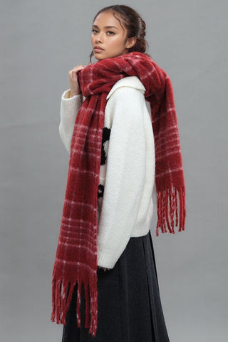 Fringe Plaid Thermal Scarf - 1985 the VAULT Boutique