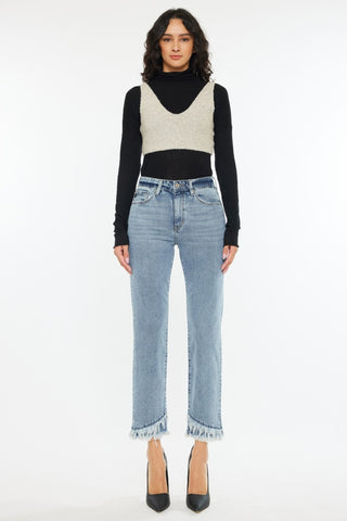 Kancan Raw Hem High Rise Straight Jeans - 1985 the VAULT Boutique